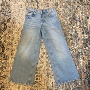 Free people jeans. Wide legged at the bottom.